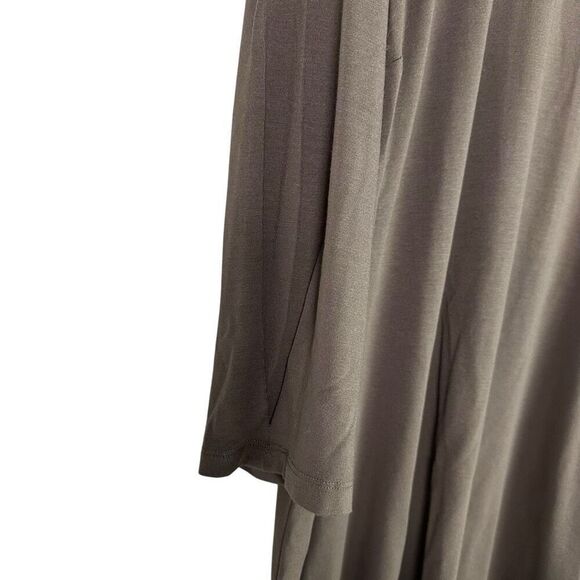 Eileen Fisher 1X Brown Viscose Jersey Shift Dress Long Sleeve - Picture 5 of 7